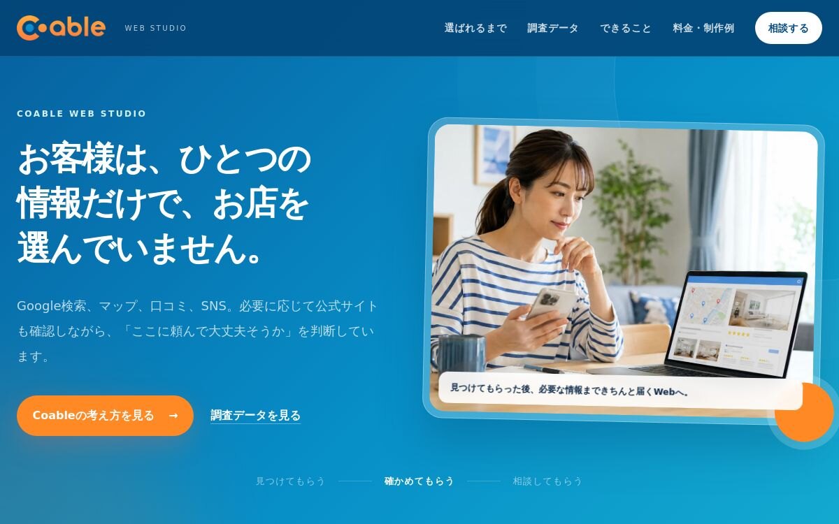 Coable Web制作部サイトのトップページ